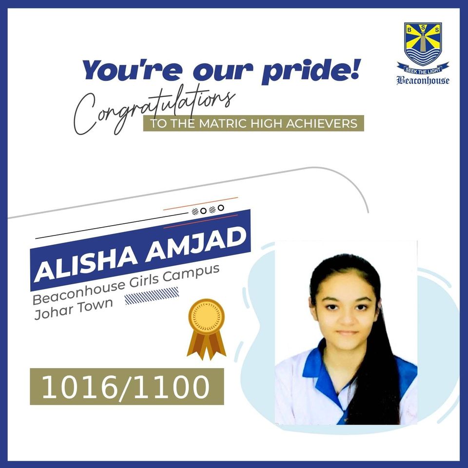 We Proudly Announce Our High Achievers Matric 2023 – Johar Town Girls ...